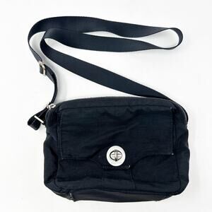Baggallini Womens High Rise Nylon Zip Turn Lock Sling Crossbody Sport Bag‎ Black